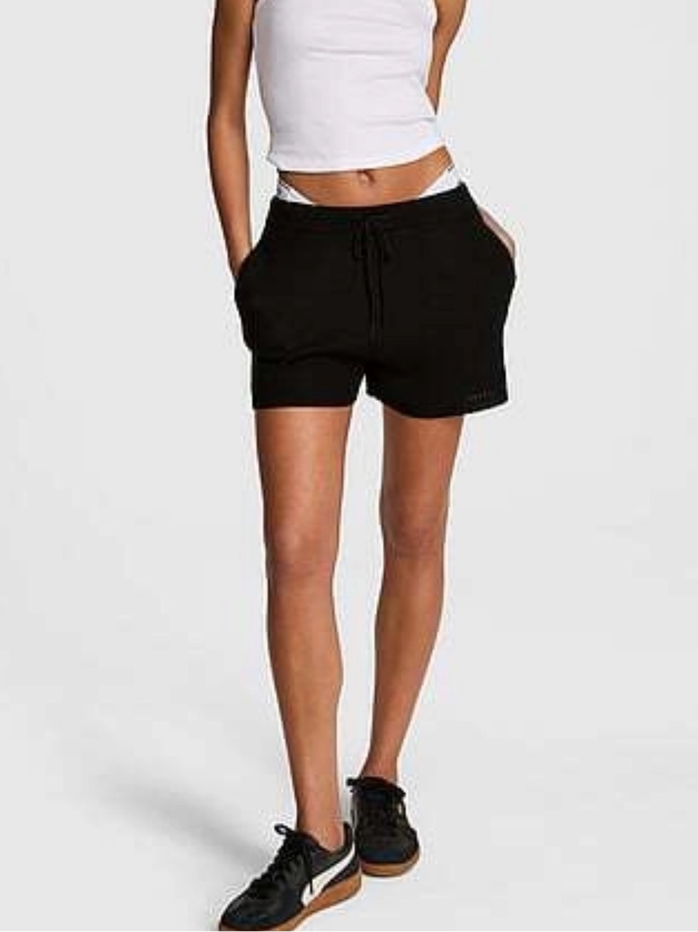 Victoria’s Secret PINK Cambridge Knit Beach Shorts Black Pockets Size XL NWT